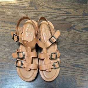 Kork-Ease Tan Leather Sandals with Cork Footbed